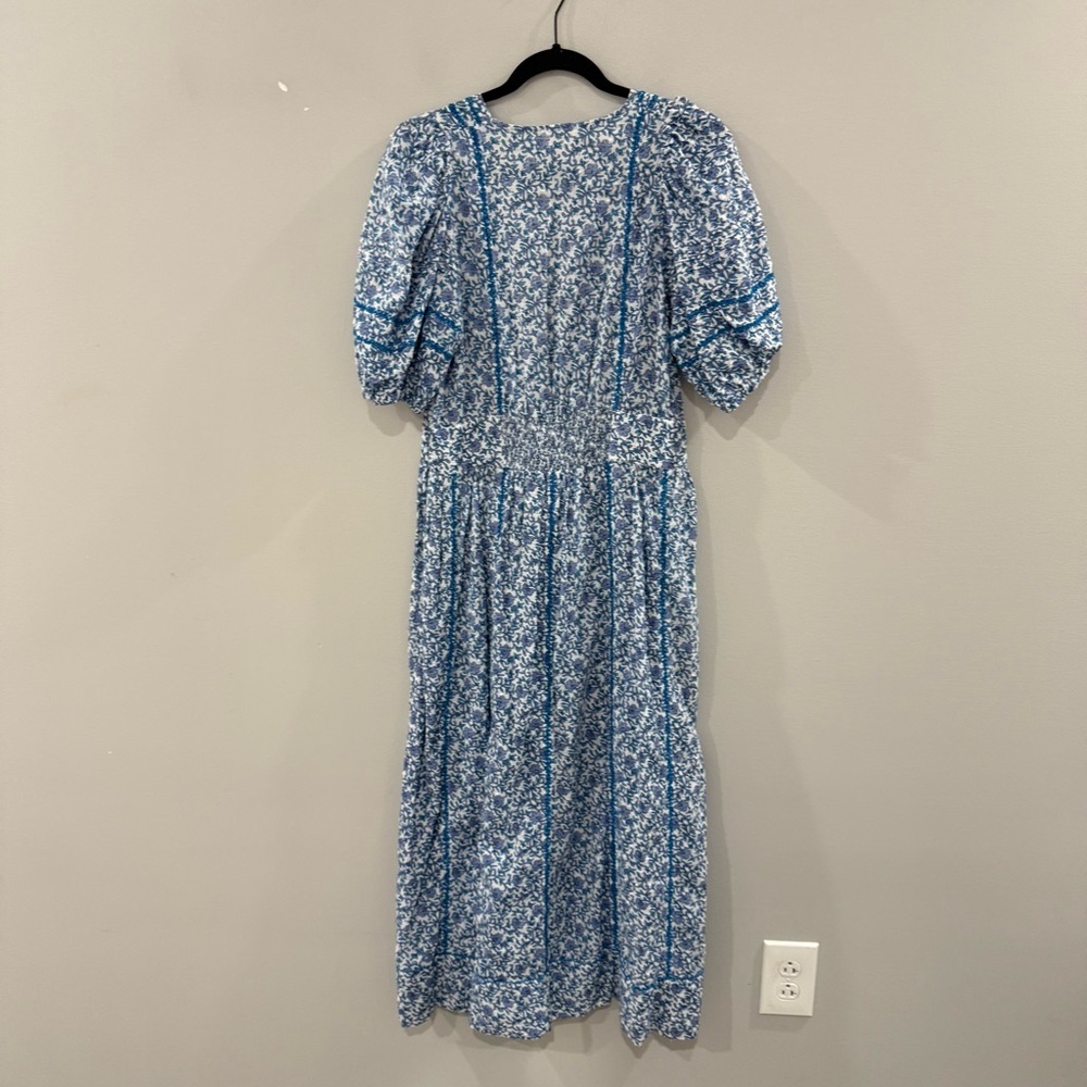 Poupette St Barth Dress Reine Midi Button down in Mistral Blue Floral - Picture 8 of 8